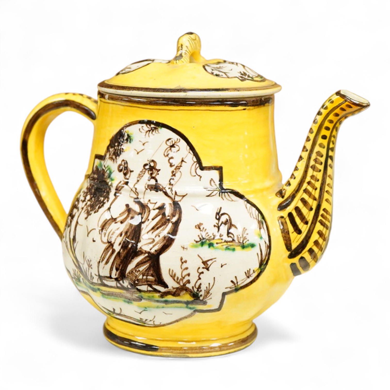A 19th century Italian maiolica teapot and cover, by Angelo Levantino, 16cm high
